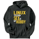 Linux Is My Passion, Sex Is My Hobby Hobbies Mens Hoodie (Dark Silver, Sizes X-Small – XXX-Large)